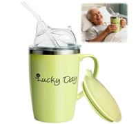 Adult Sippy Cup 350ml, 3-in-1 Beakers for Elderly with Lid And 30cm Straw, Non Spill Cups for Elderly, Anti Choke Safe Drinking Cup for Elderly Disabled Patient Maternity, Dysphagia Cups (Green)