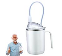 Adult Sippy Cup Adult Sippy Cups for Elderly Spill Proof with Straw 450ml Elderly Cup with Handle Food Grade Pp & Stainless Steel Beakers for Bedridden Patients