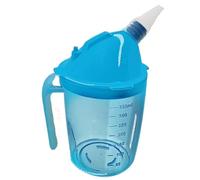 Adult Sippy Cup for Elderly Spill Proof, 350ml PP Adult Sippy Cups with Long Straw, No Spill Feeding Cup, Scaled Beakers for Elderly Disabled Patient Maternity