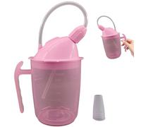 Adult Sippy Cup with Handle 350ML Hospital Sippy Cup with Straw Spill Proof & Lid Protable Bedside Water Bottle with Scale Drinking for Elderly, Bedridden Patients