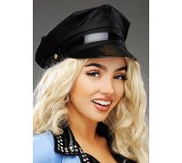 Adult Size Black Police Hat Cops and Robbers Fancy Dress Peaked Cap Uniform