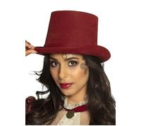 Adult Size Dark Red Victorian Fancy Dress Deluxe Steampunk Burgundy Top Hat