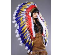 Adult Size Deluxe Blue Native Indian Chief Feather Headdress Western Accessory