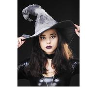 Adult Size Halloween Grey Wicked Witch or Wizard Fantasy Fancy Dress Cosplay Hat