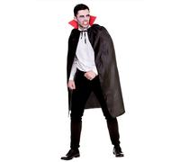Adults Vampire Cape Black With Red Collar Fancy Dress