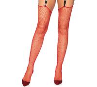Adult Size Ladies Leg Avenue Red Rhinestone Fishnet Stockings Womens Hosiery