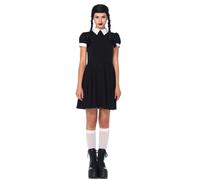 Adult Size Leg Avenue Gothic Darling Wednesday Addams Halloween Costume with Wig