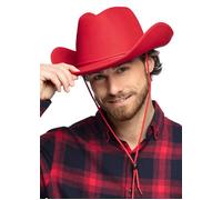 Adult Size Mens Western Fancy Dress Bright Red Cowboy Hat Wild West Stetson