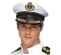 Adult Size White Captain Cap Sailor Hat
