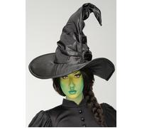 Adult Size Womens Deluxe Elphaba Style Black Satin Ruched Wicked Witch Hat