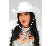 Adult Size Womens Summer Festival Cute White Cowboy Hat Cowgirl Fancy Dress