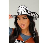 Adult Size Womens Western Cowgirl Black and White Cow Print Cowboy Hat Wild West