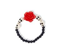 Adult skeleton and red rose bracelet