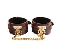 Adult Slave Game BDSM Bondage Sexual Handcuffs Brown Sex Toys for Couple Women Restraint Soft Hand Cuffs Accessories Brown One Size