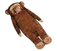 Adult Sleeping Bag - Velvet Fabric 175 x 80 cm | Camping Gear, Cold Weather Bed Sack | Plush Monkey Shape for Adults, Men and Women, Keep Warm, Sleep,