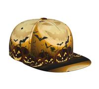 Adult Snapback Cap Scary Pumpkin Head Adjustable Mens Snapback Baseball Cap Hip Hop Style Flat Visor Adjustable Outdoor Cap for Men Women Black