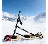 Adult Snow Scooter With 360° Rotating Skis - Durable Aluminum Snowmobile Frame & Reinforced Maple Deck, 330 Lbs Capacity, For Family Fun Or Snow Adventures On Any Terrain Naturalwood