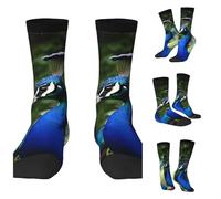 Adult Socks Beautiful peacock Print Socks Contrast Color Design Athletic Socks Casual Mid Crew Socks for Women Men