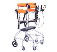 Adult Standing Walker, Portable Lower Limb Training Stangding Walker, 8 Wheels Anti Tilt,Adjustable Height Walker Aid for The Mobility Needs(Orange)