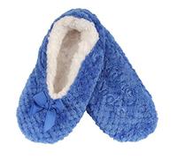 Adult Super Soft Warm Cozy Fuzzy Soft Touch Sleeper Slippers Non-Slip Lined Socks - Dark Blue - Medium (UK Size 4-5)