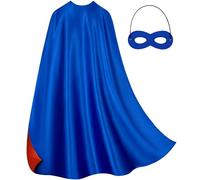 Adult Superhero Cape & Mask Set - Double-Sided Super Hero Capes and Masks for Men Women Dress-Up Parties, Adult Blue & Red, Adult