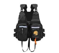 Adult Surf Vest with Whistle and Reflective Strips, Adjustable Surf Vest with Multi-Pockets and Crotch Strap for Fishing Boating Kayaking, Water Sports up to 220lbs