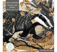 Adult Sustainable Jigsaw Puzzle Martin Truefitt-Baker: Blustery Day Badger: 1000-Pieces. Ethical, Sustainable, Earth-Friendly, Blue