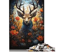 Adult Teen 1000 Pieces Jigsaw Puzzle Gaming Puzzles Deer in The Flowers Puzzle Educational Games Family Activities 1000pcs (75x50cm)