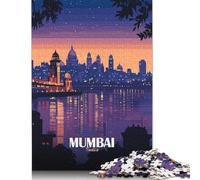 Adult Teen 1000 Pieces Jigsaw Puzzle Gaming Puzzles Mumbai India Skyline at Dusk Puzzle Educational Games Family Activities 1000pcs (75x50cm)