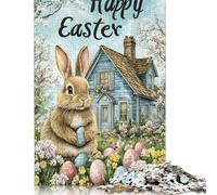 Adult Teen 500 Pieces Jigsaw Puzzle Gaming Puzzles Easter Bunny in Garden Puzzle Educational Games Family Activities 500pcs (52x38cm)