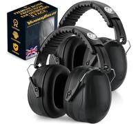 Adult / Teens Ear Defenders, Noise Cancelling, Midnight Black, 2 PK | Vanderfields hearing protection ear muffs, 35 dB (2K Hz) certified noise-cancellation, soft ear cushions, adjustable headband
