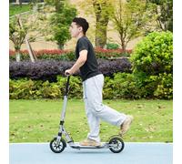 HOMCOM Adult Teens Kick Scooter Fold Adjust 14+ with Rear Wheel & Hand Brake - Silver, Silver