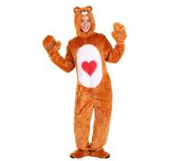 Adult Tenderheart Bear Costume, Officially Licensed Care Bears Jumpsuit with Hood, Mitts, Shoe Covers