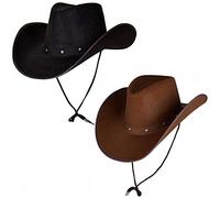 Adult Texan Cowboy Hat Dark Brown & Black 2 Pack : Fancy Dress Party Accessory Country Western Rancher Wild West