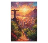 Adult Themed Jigsaw Puzzle, Christ The Redeemer Sunset-1, 1000 PCS