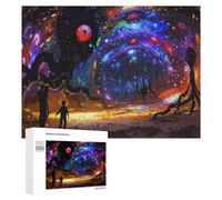 Adult Themed Jigsaw Puzzle, Cosmic Landscape with Silhouettes, 500 PCS