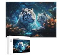 Adult Themed Jigsaw Puzzle, Enchanted Forest with White Tigers, 300 PCS