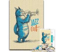 Adult Themed Jigsaw Puzzle, Jazz Cat Playing Trumpet, 500 PCS
