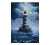 Adult Themed Jigsaw Puzzle, Lonely Lighthouse in Stormy Seas, 300 PCS