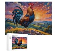 Adult Themed Jigsaw Puzzle, Rooster on Hilltop at Sunset, 300 PCS