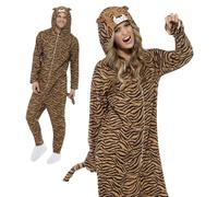 Adult Tiger Jumpsuit Costume Zoo Unisex Cat Book Week Day Fancy Dress M,L