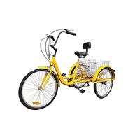 Adult Tricycle 3 Wheel Bike with Shopping Basket, High-Carbon Steel Cruiser Bicycle for Seniors, Outdoor Cycling for Men and Women