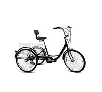 Adult Tricycle 3 Wheel Bike with Shopping Basket, High-Carbon Steel Cruiser Bicycle for Seniors, Outdoor Cycling for Men and Women