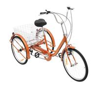 Adult Tricycle 6-Speed Carbon Steel Frame 264lbs Capacity 55lbs Rear Basket Adjustable Seat Armrests All Terrain Tyres LED Lights for Seniors Shopping Leisure Riding (Yellow)