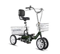 Adult Tricycle Three Wheel Bike Cruiser Bike High Carbon Steel Frame with Rear Seat & Seat Backrest Basket for Seniors Women Men Cycling Pedalling