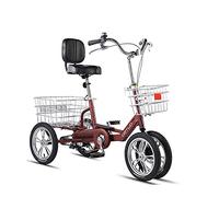 Adult Tricycle Three Wheel Bike Cruiser Bike High Carbon Steel Frame with Rear Seat & Seat Backrest Basket for Seniors Women Men Cycling Pedalling