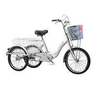 Adult Tricycle Three Wheel Bike High Carbon Steel Frame Three-Wheeled Bicycles with Shopping Basket Cruise Trike for Recreation Shopping Picnics Exercise Cycling Pedalling