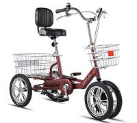 Adult Tricycle Three Wheel Bike Small Adult Bicycle 4Wheel+Seat Backrest Basket Traditional Design for Seniors Cycling Pedalling