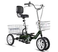 Adult Tricycle Three Wheel Bike Small Adult Bicycle 4Wheel+Seat Backrest Basket Traditional Design for Seniors Cycling Pedalling