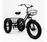 Adult Tricycle with 7-Speed Gear, Fat Tire Design for Stability, Includes Large Basket for Convenient Shopping and Leisure Rides